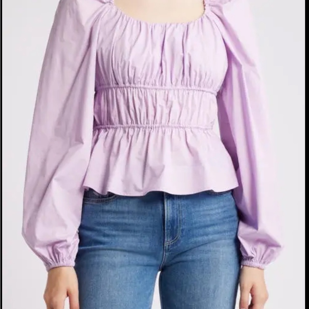 Lilac Ruched Long Sleeve Blouse